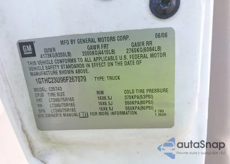 2006 GMC Sierra 2500Hd Work Truck из США, поврежденный, VIN 1GTHC23U96F267079